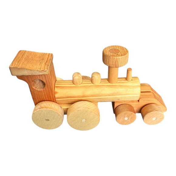 Vtg Wooden Train Set 4 Cars Rolling Locomotive Caboose Side Cars 32" Handmade - Picture 15 of 16